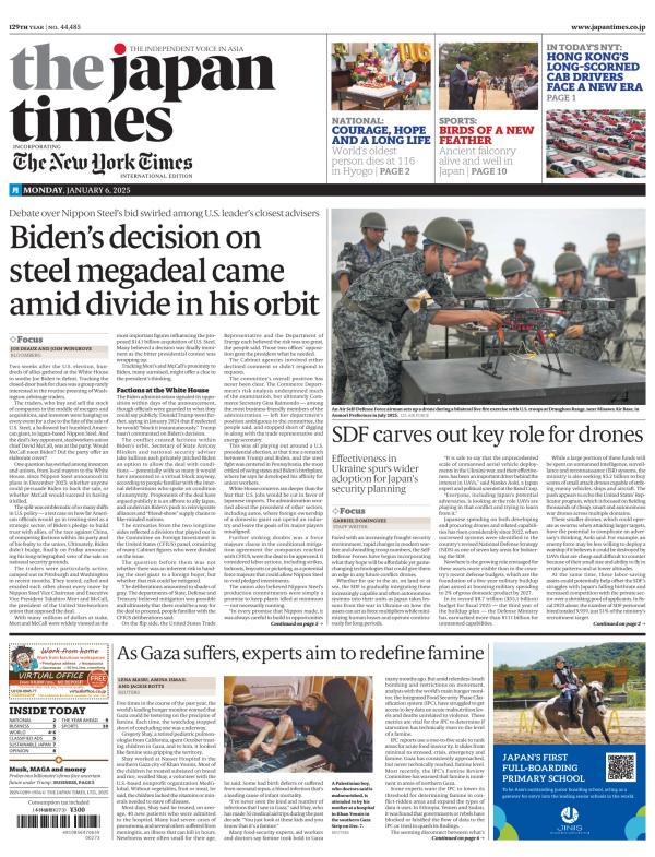 Prima-pagina-The-Japan-Times-oggi-edizione-di-oggi-20250106